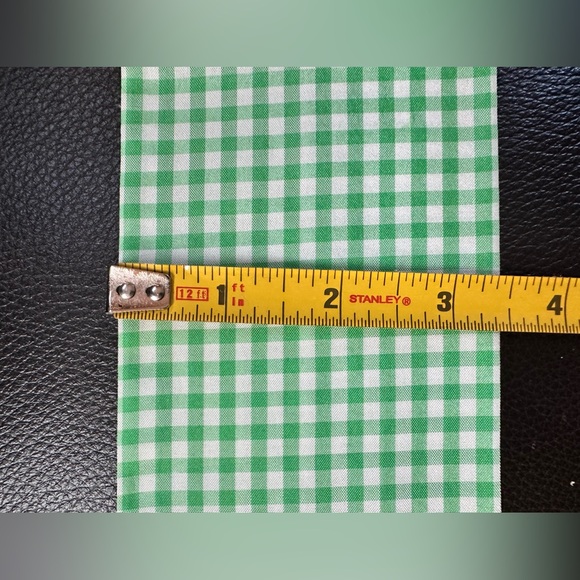Cotton Skinny Scarf Green Gingham Print - Picture 4 of 4